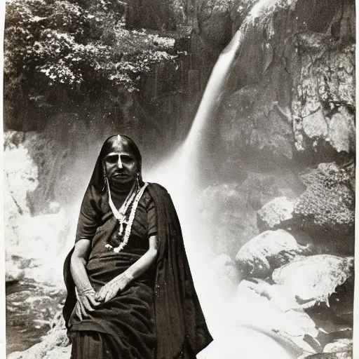 Image similar to “ Portrait of an Indian Woman next to a waterfall, by Alfred Stieglitz”