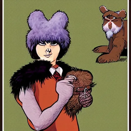 Image similar to A character based on a haggis, cartoon style, soft and cuddly with fur | In the style of Dreamworks | Art by Brian Bolland | Trending on CGSociety | Manga and Anime