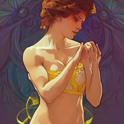 Image similar to humiliated man kneeling before a proud queen, yellow eyes, highly detailed, digital painting, artstation, smooth, sharp focus, illustration, art by artgerm and alphonse mucha, high definition digital art, in the style of ilya kuvshinov and Ross tran