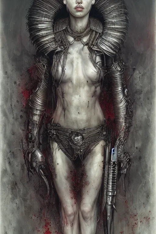 Image similar to portrait of hannah murray by hr giger, greg rutkowski, luis royo and wayne barlowe as a diablo, resident evil, dark souls, bloodborne monster