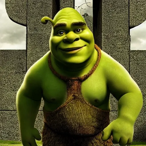 Image similar to Shrek, directed by christopher nolan