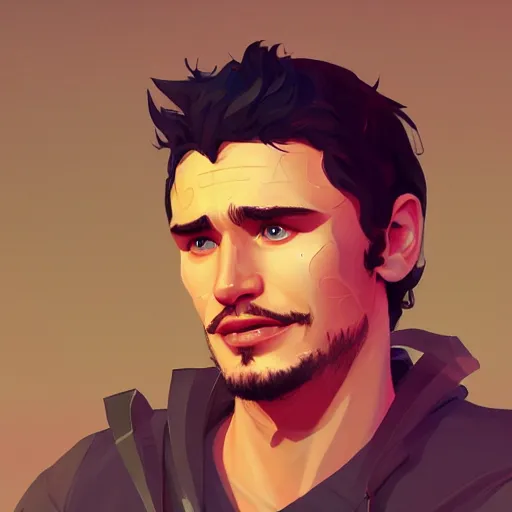 Image similar to Portrait of James Franco as young Heracles, mattepainting concept Blizzard pixar maya engine on stylized background splash comics global illumination lighting artstation lois van baarle, ilya kuvshinov, rossdraws