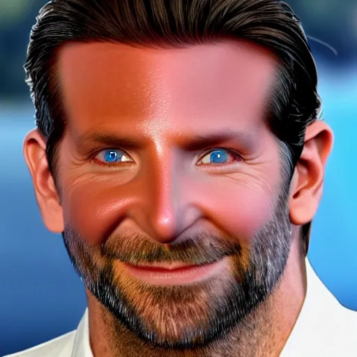 Prompt: shaved bradley cooper with blonde two sides hair