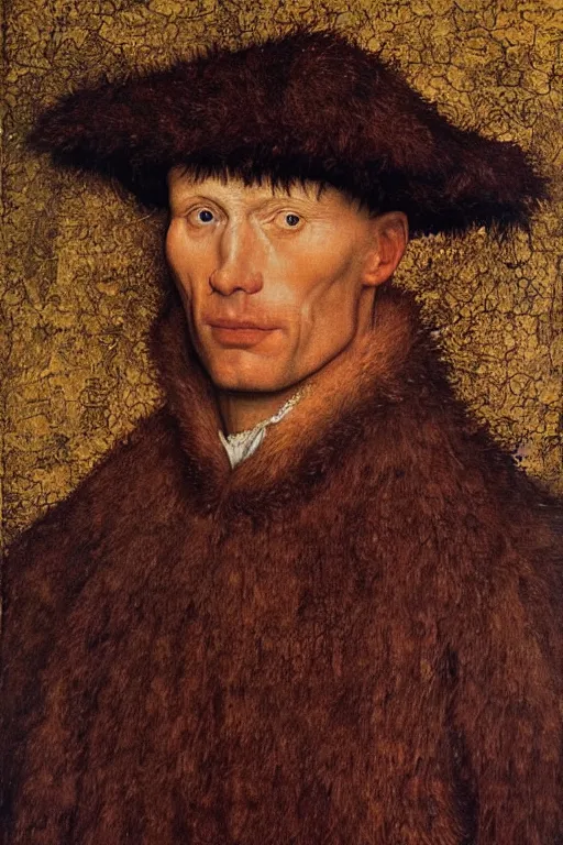 Image similar to portrait of ed harris, oil painting by jan van eyck, northern renaissance art, oil on canvas, wet - on - wet technique, realistic, expressive emotions, intricate textures, illusionistic detail