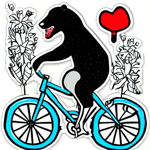 Image similar to Bear riding a small bicycle, sticker, highly detailed, colorful, illustration, drama, smooth and clean vector curves, no jagged lines, vector art, smooth