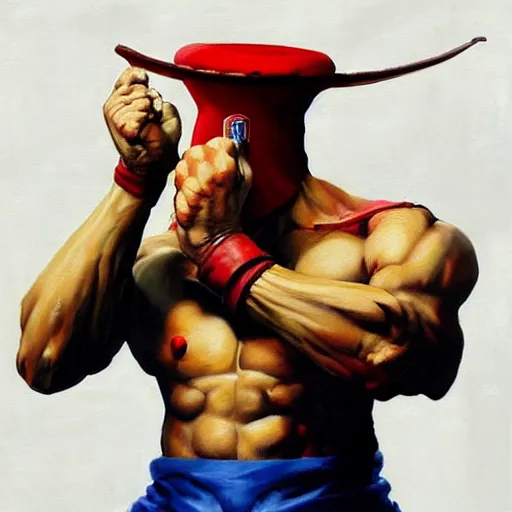 Image similar to ultra realistic buckethead as vega from street fighter, portrait painting by frank frazetta, 4 k, ultra realistic, highly detailed,