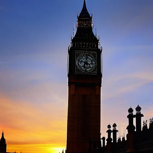 Image similar to looking onto the big ben from across the themse, London, wideangle, sunset, lenseflare