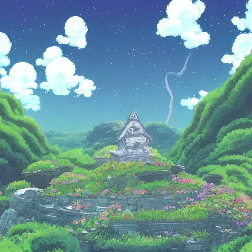 Image similar to landscape of the eternal rest, in the style of studio ghibli, award - winning, 4 k