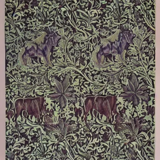 Image similar to a beautiful cow pattern by william morris, ornate, extremely detailed, photorealistic, 8 k