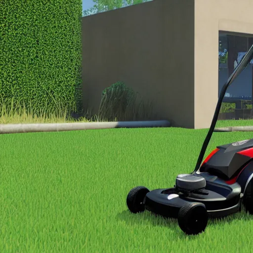 Image similar to lawnmower simulator 2 0 2 1, rtx 3 0 5 0, gameplay footage, surrealism mod