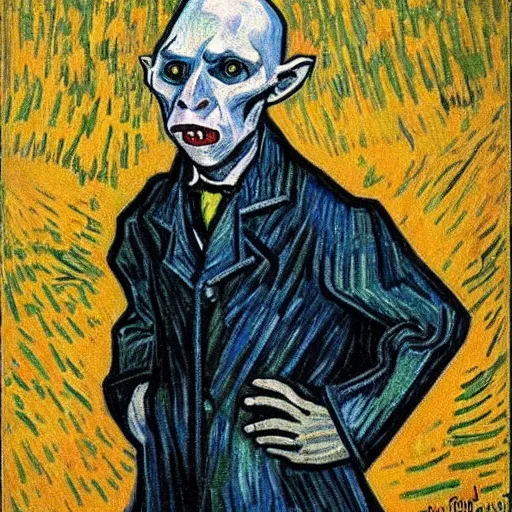 Image similar to nosferatu by van gogh