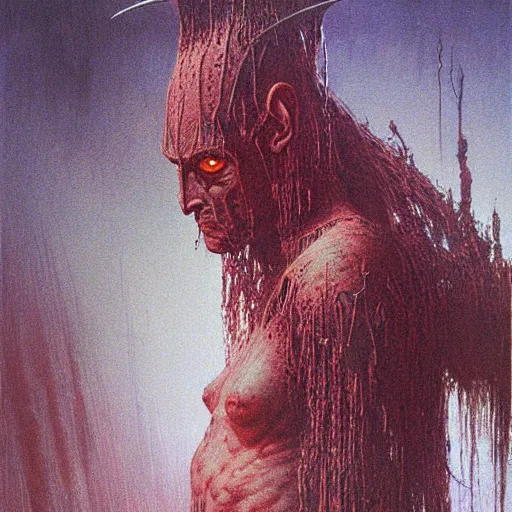 Prompt: dark elf warrior, beksinski