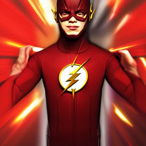 Prompt: Portrait of the Flash by Shepard Fairey, octane render