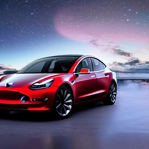 Image similar to tesla model 3 in space