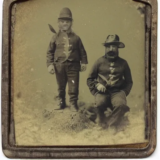 Image similar to tintype photo of a shark and a bear