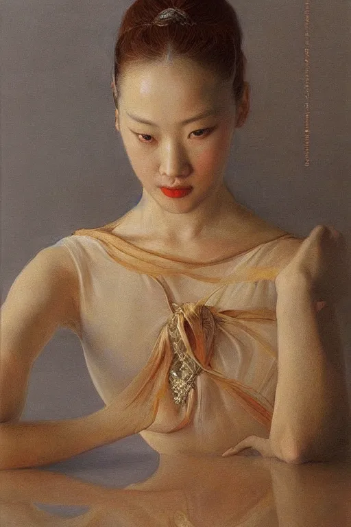 Prompt: portrait of an asian prima ballerina, by donato giancola and berthold woltze.