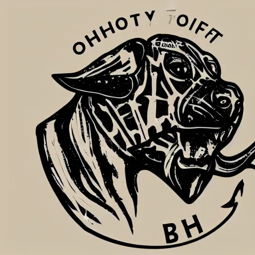 Prompt: logo for a new clothing company called ohtfit that sells clothes with janky animal designs