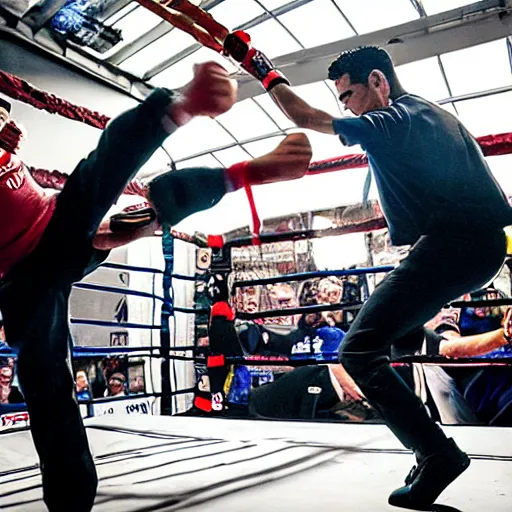 Image similar to chito vera knocks out dominick cruz via headkick, by annie leibovitz and steve mccurry, natural light, detailed face, canon eos c 3 0 0, ƒ 1. 8, 3 5 mm, 8 k, medium - format print