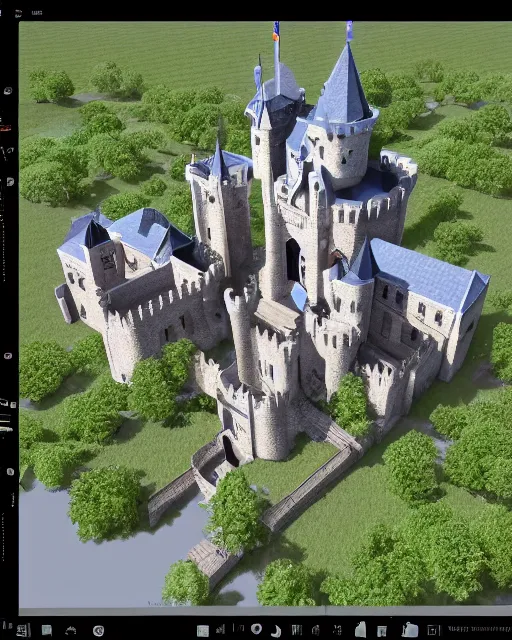 Image similar to give me a most beautiful castle 3 d render