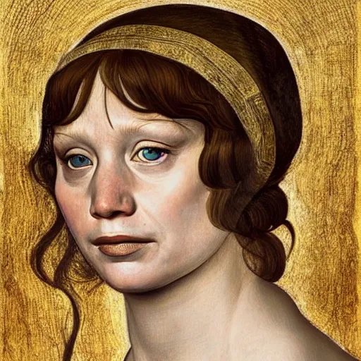 Image similar to jennifer lawrence as gollum, elegant portrait by sandro botticelli, detailed, symmetrical, intricate