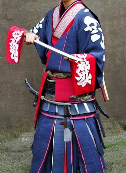 Prompt: cute japanese as samurai!