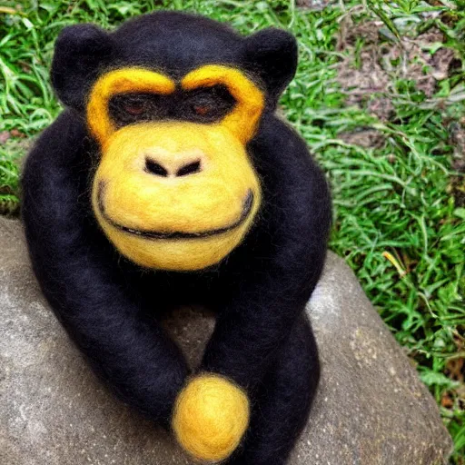 Image similar to a needle felted gorilla, needle felting art.