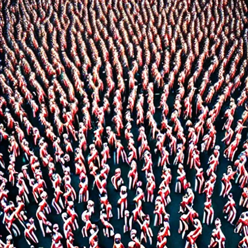 Image similar to hyperrealistic photography of highly detailed where's wally? by martin handford wiew from above