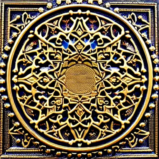 Image similar to gorgeous ornated bronze realistic detailed makkah city wall decoration with filigree, islamic calligraphy