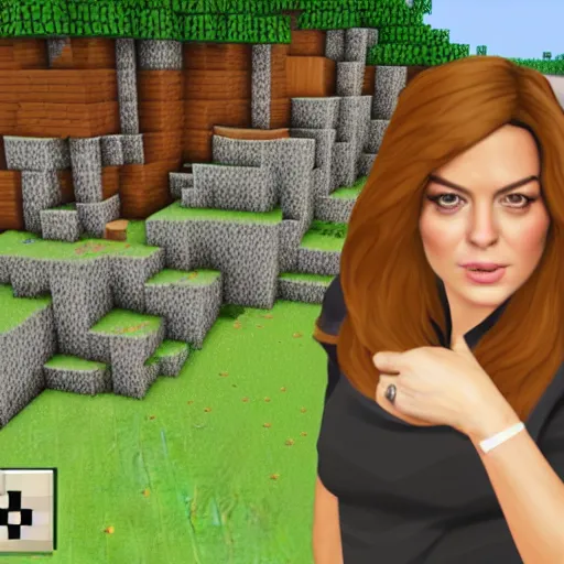 Image similar to lindsay lohan in minecraft, official screenshot