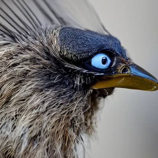 Prompt: a photo of a bird with a tarantula head