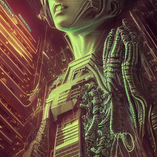 Prompt: portrait of a alien monster. full body portrait, in the city intricate abstract. cyberpunk, intricate artwork, by Tooth Wu, wlop, beeple. octane render, trending on artstation, greg rutkowski very coherent symmetrical artwork. cinematic, hyper realism, high detail, octane render, 8k, minimalistic, hyperrealistic surrealism, award winning masterpiece with incredible details, a surreal vaporwave liminal space, highly detailed, trending on ArtStation