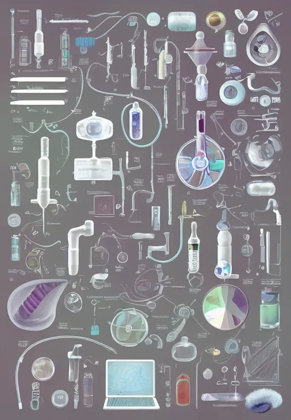 Image similar to clean, technology, weird stuff, medical diagram, gem - tones, muted color, hyperrealism, stage lighting