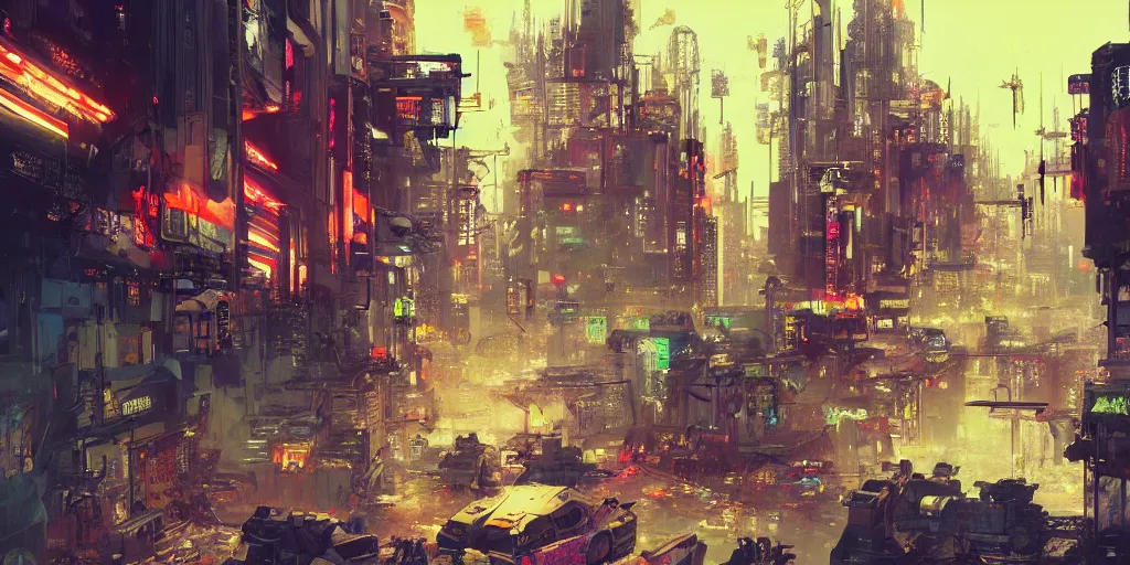 Image similar to concept art of a cyberpunk obon festival, grimy, gritty, blade runner 2 0 4 9, trending on artstation, award winning painting, cgi, art by john berkey and anton fadeev and john howe and simon stalenhag and greg rutkowski