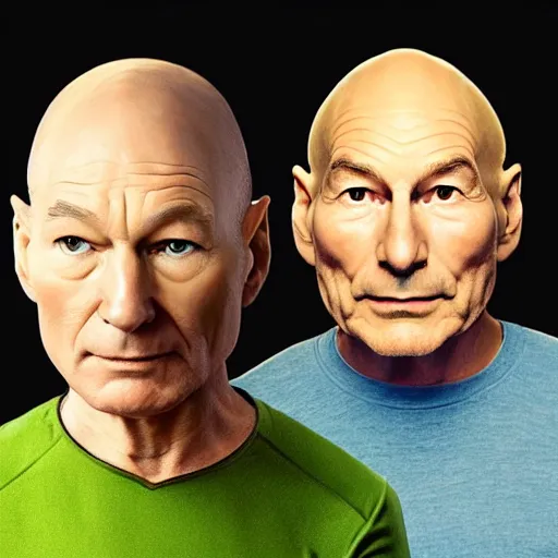 Prompt: a portrait of an avocado in the role of patrick stewart in the role of jean - luc picard