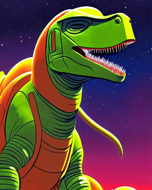 a dinosaur wearing a spacesuit, illustration by jack | Stable Diffusion ...