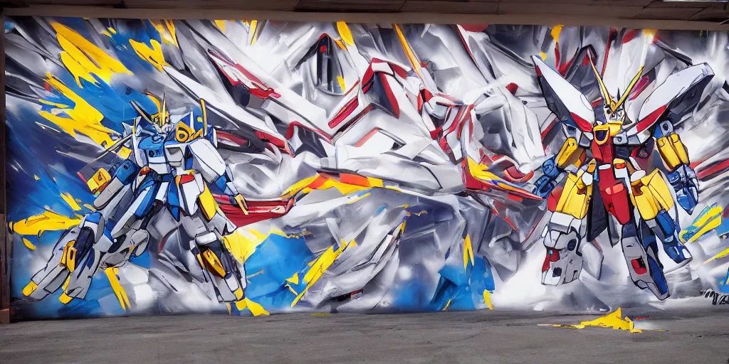 Prompt: gundam 3 d graffiti letters