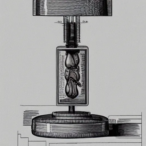 Image similar to educational and detailed anatomical illustration of a table lamp