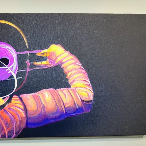 Image similar to an infinite loop of robots painting themselves on canvas