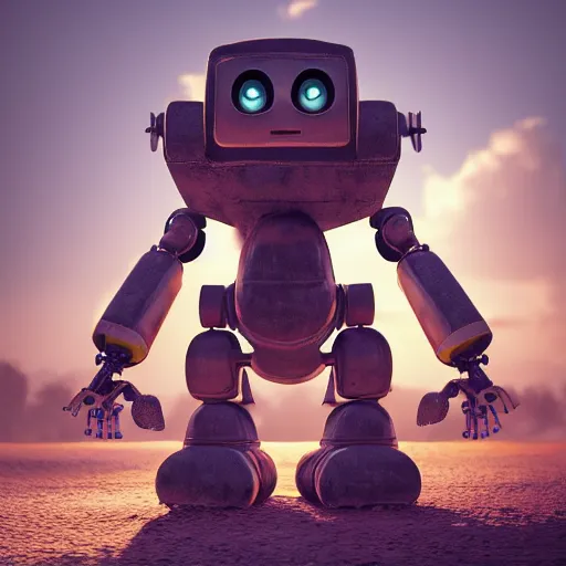 Image similar to an and dusty robot from 1 8 5 0 raising a young child, holding hands, ancient environment, aesthetic, 8 k, realistic photograph, 4 k, trending on artstation, very detailed, photorealistic lighting