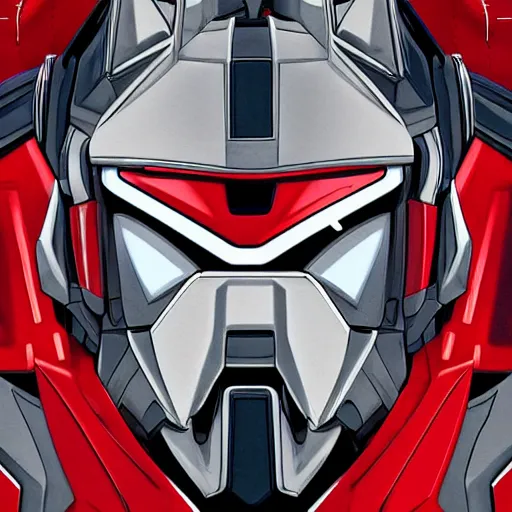 Prompt: gundam head, red, highly detailed illustration, custom design, dribbble. com, by secondsyndicate studio,