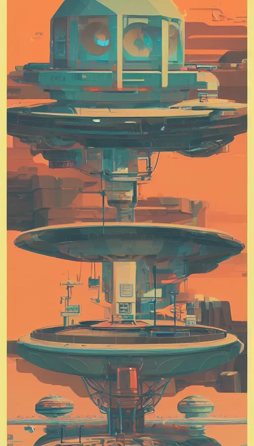 Image similar to spaceship fuel station, sharp focus, james gilleard, moebius, print, risograph, cinematic, game art