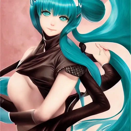 Prompt: Hatsune Miku by Elvgren, Moran, Vargas