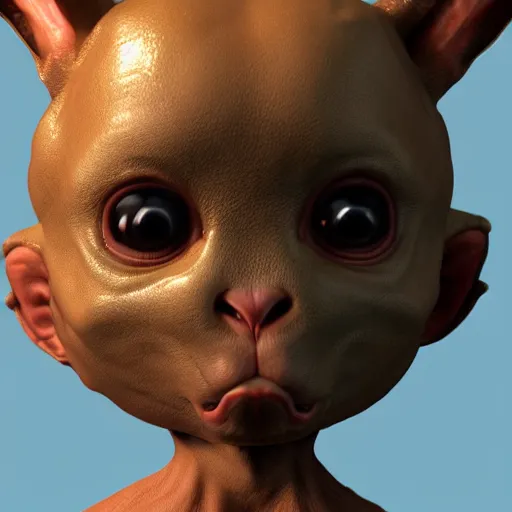 Image similar to an 8 k hi - res render of alien baby bunny rabbit, 3 d daz studio