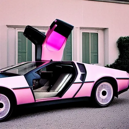 Image similar to “ photo of a pink delorean ”