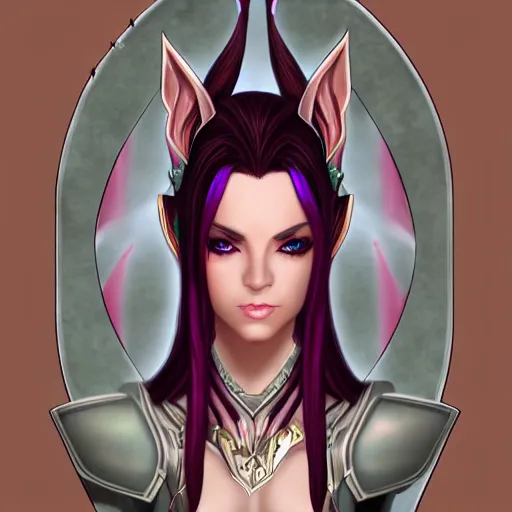 Image similar to portrait of a female high elf with magenta eyes and dark hair, digital art dnd beyond trending on art station 8 k