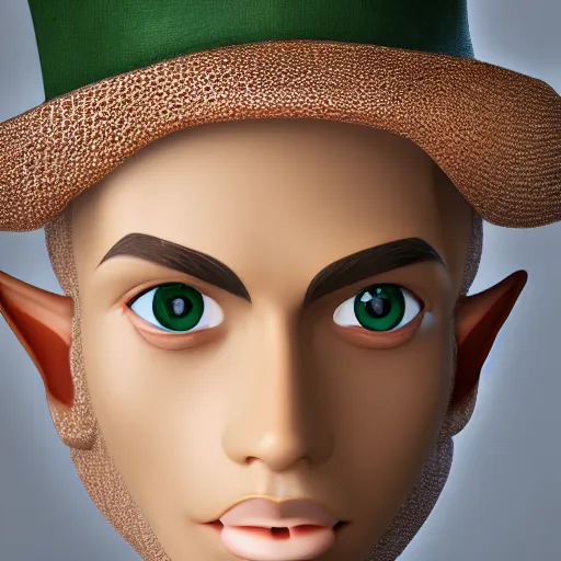 Prompt: an elf in a suit, gatsby hat, detailed portrait, detailed face, perfect lighting hd, 4 k, realistic