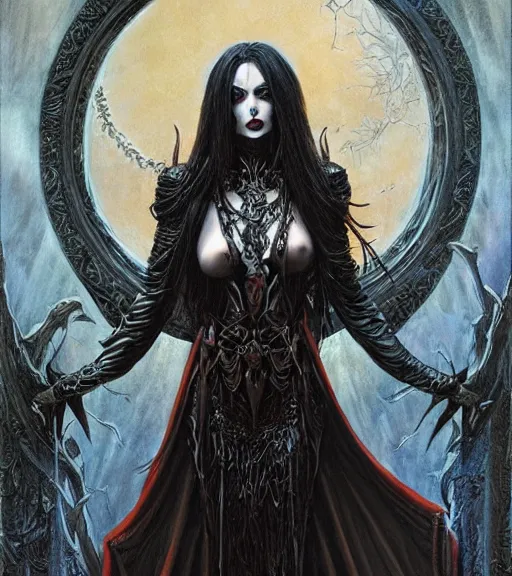 Prompt: a evil female vampire demon priestess, art by karol bak and mark brooks and donato giancola, centered, aesthetically pleasing, goth
