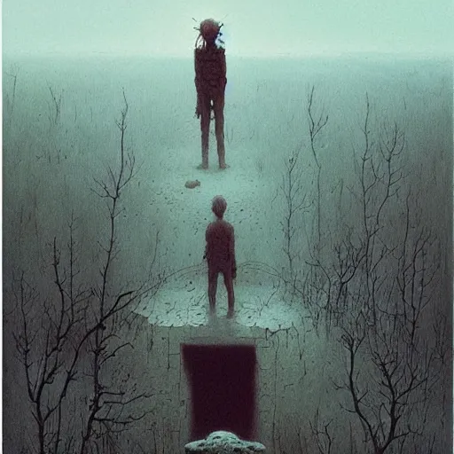 Image similar to end of the world, grunge, horror, loony toons style, illustrated by zdzisław Beksiński and greg rutkowski.