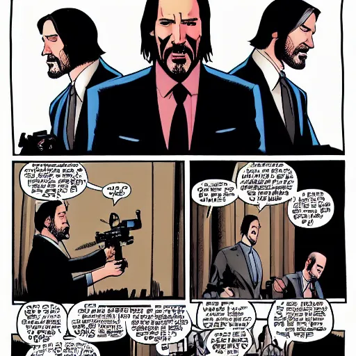 Image similar to john wick in a comic book