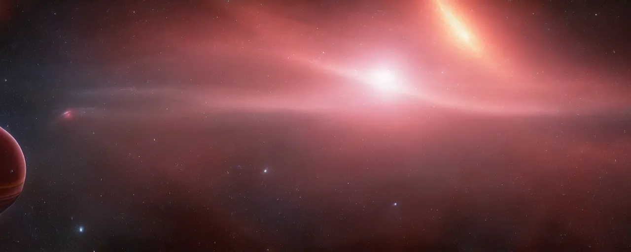 Image similar to movie still, thin horizontal nebula, a dark epic galaxy, space scene, cinematic color grading, unreal engine, octane render, detailed and intricate, global illumination, volumetric lighting, hubble telescope images, james webb telescope images, houdini fluid simulation, detailed and intricate environment